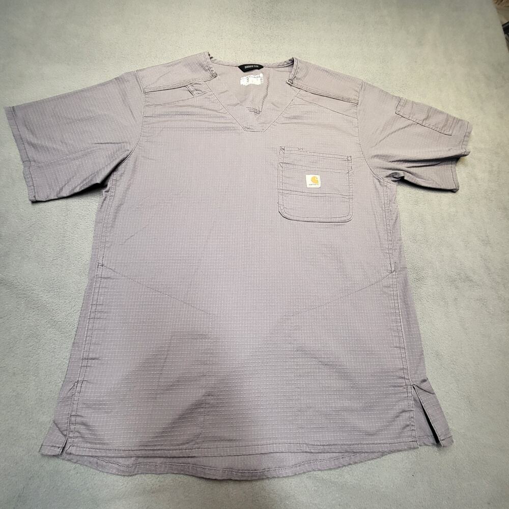 Carhartt Scrubs Shirt Womens M Gray Rugged‎ Flex Modern Fit Nursing Medical